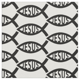 Jesus Christian Fish Pattern Fabric