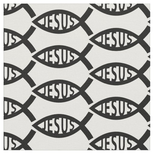 Jesus Christian Fish Pattern Fabric