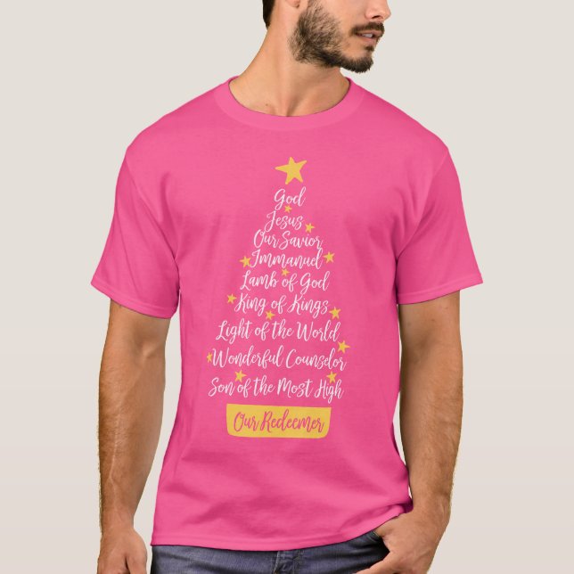 Jesus Christian Our Redeemer Xmas Tree Christmas H T-Shirt (Front)