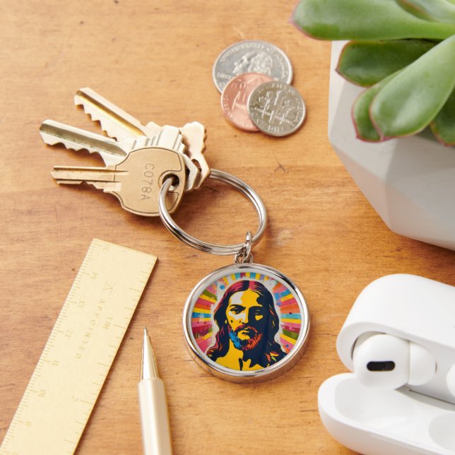 Jesus Christian Pop Art Keychain (Desk)