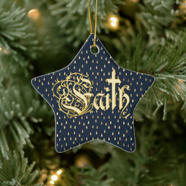 Jesus Christian Religion Cross Faith Christmas Ceramic Ornament (Tree)