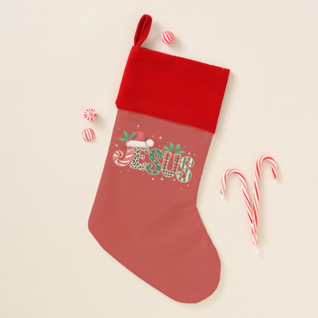 Jesus Christian Religious Saying Faith Bible Verse Christmas Stocking (Front)