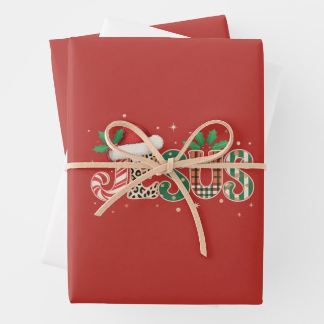 Jesus Christian Religious Saying Faith Bible Verse Wrapping Paper Sheets (In situ)