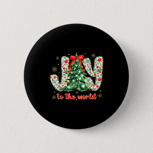 Jesus Christian Xmas Tree Holiday Christmas Joy To Button