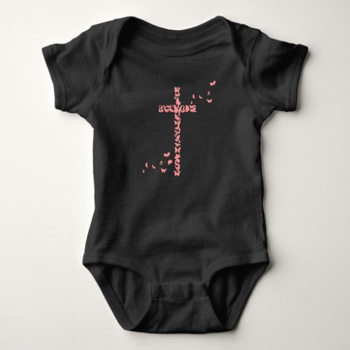 Jesus Christians Christianity Butterflies Cross Baby Bodysuit