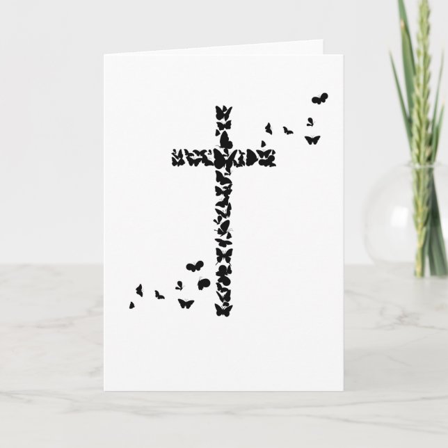 Jesus Christians Christianity Butterflies Cross Card (Front)