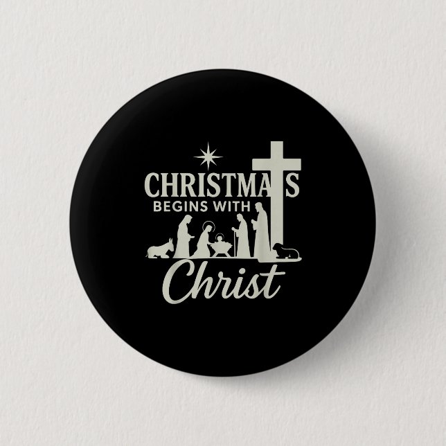 Jesus Christmas Begins With Christ Pjs Pajamas Tod Button (Front)