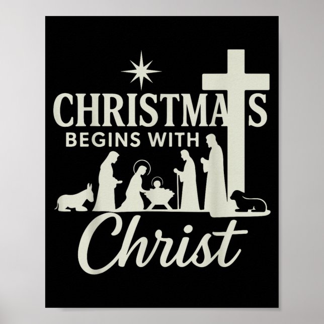 Jesus Christmas Begins With Christ Pjs Pajamas Tod Poster (Front)