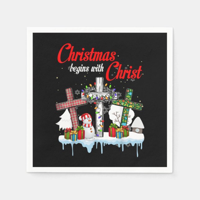 Jesus Christmas Begins With Christ Snowman Christi Napkins (Front)