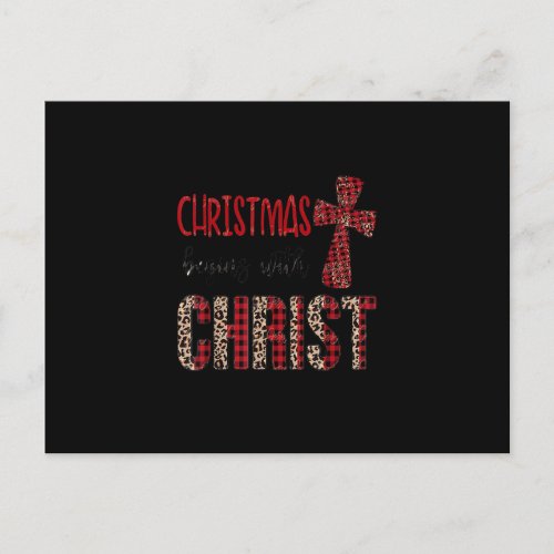 Jesus Christmas Begins with Christian Leopard Red Postcard