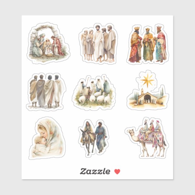 Jesus Christmas Nativity Scene  Sticker (Sheet)