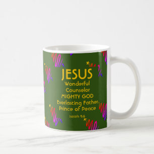 JESUS Christmas Scripture Isaiah 9:6 GREEN Coffee Mug