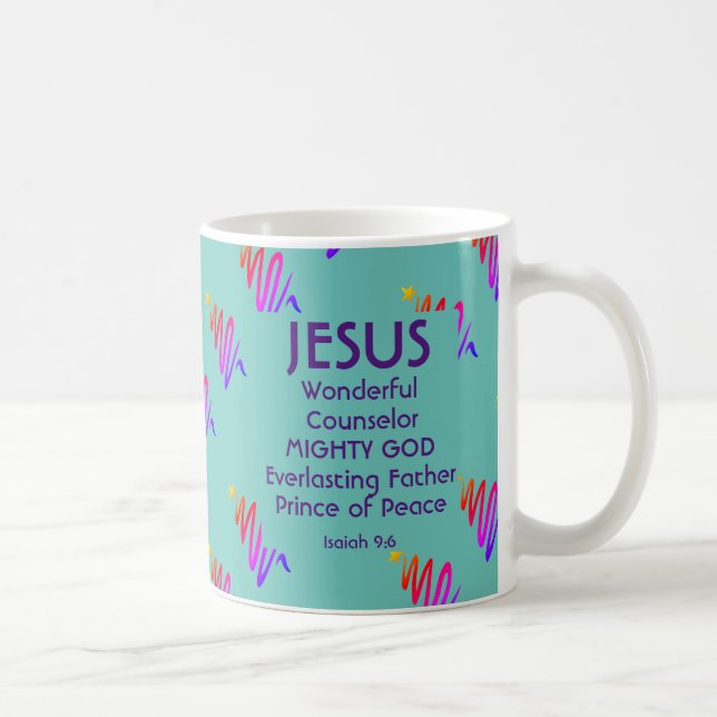 JESUS Christmas Scripture Isaiah 9:6 TEAL Coffee Mug (Right)