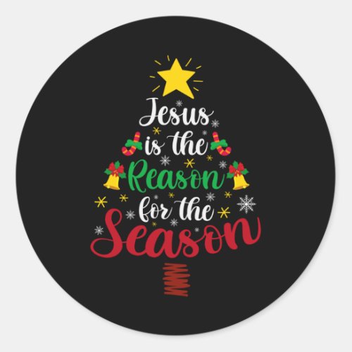 Jesus Christmas Tree Gift Jesus Lovers Catholic Classic Round Sticker