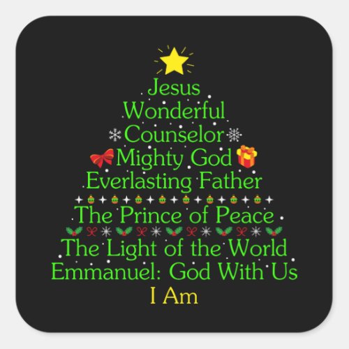 Jesus Christmas Tree Gift Jesus Lovers Catholic Square Sticker