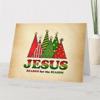 Jesus Christmas Trees Card