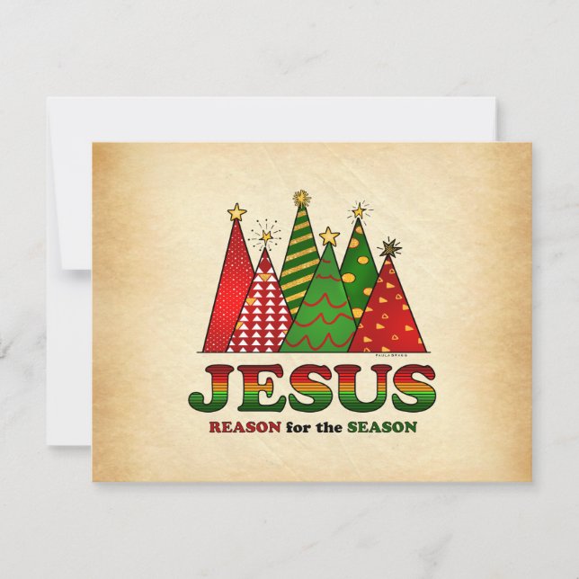 Jesus Christmas Trees Holiday Card (Front)
