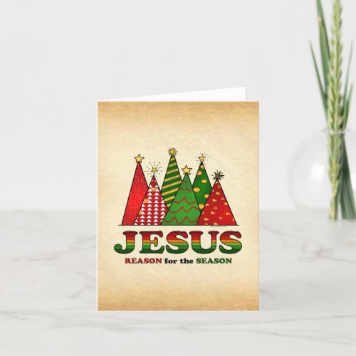 Jesus Christmas Trees Holiday Card