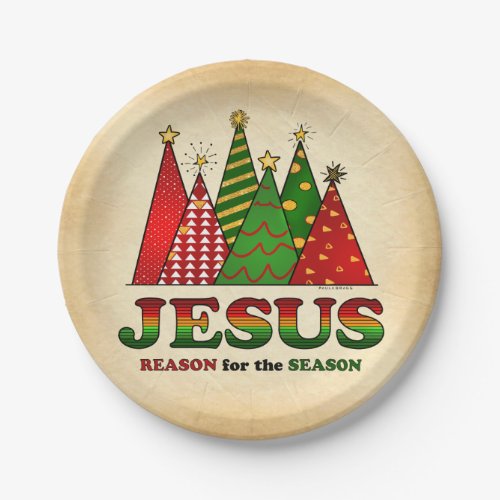 Jesus Christmas Trees Paper Plates
