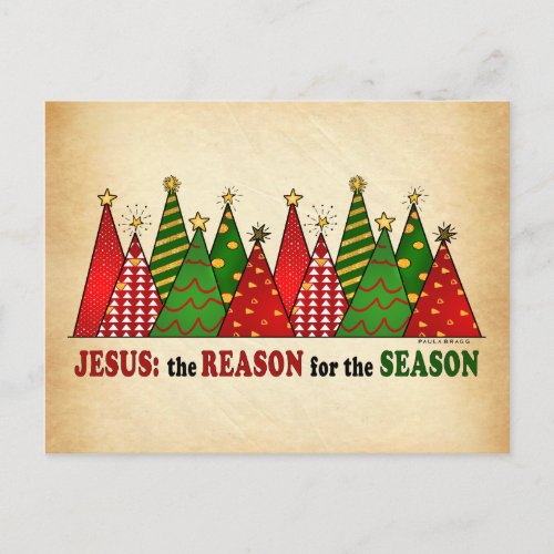 Jesus Christmas Trees Postcard