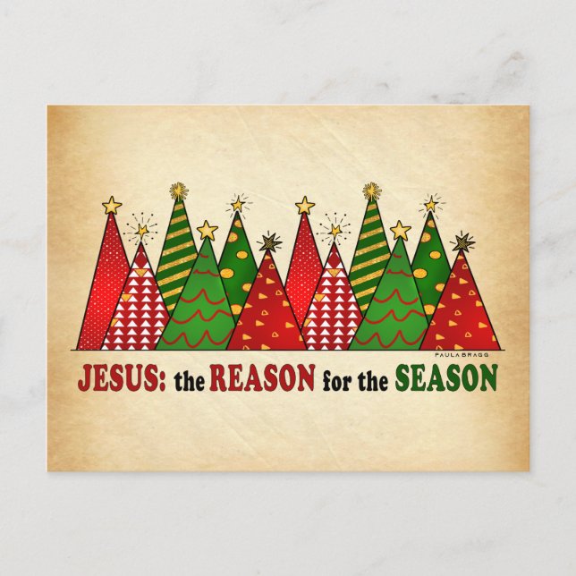 Jesus Christmas Trees Postcard (Front)