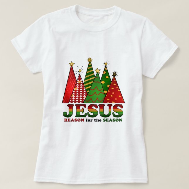 Jesus Christmas Trees T-Shirt (Design Front)