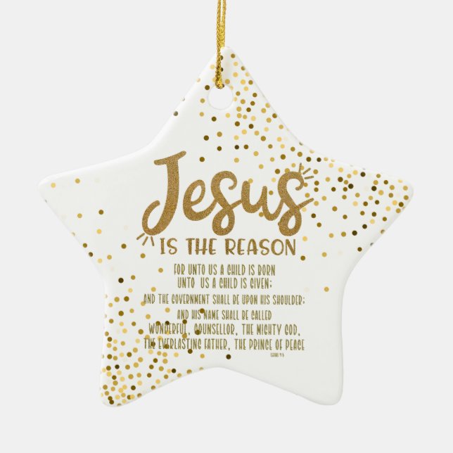 Jesus Christmas with Isaiah Scripture Ceramic Ornament (Front)
