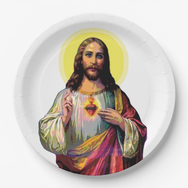 Jesus Christus in Pop Art Style Paper Plates (Front)