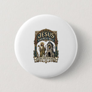 Jesus Church Bell Jesus Church Bell Christian Fait Button