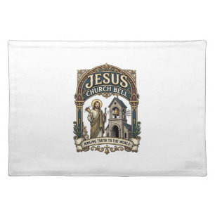 Jesus Church Bell Jesus Church Bell Christian Fait Cloth Placemat