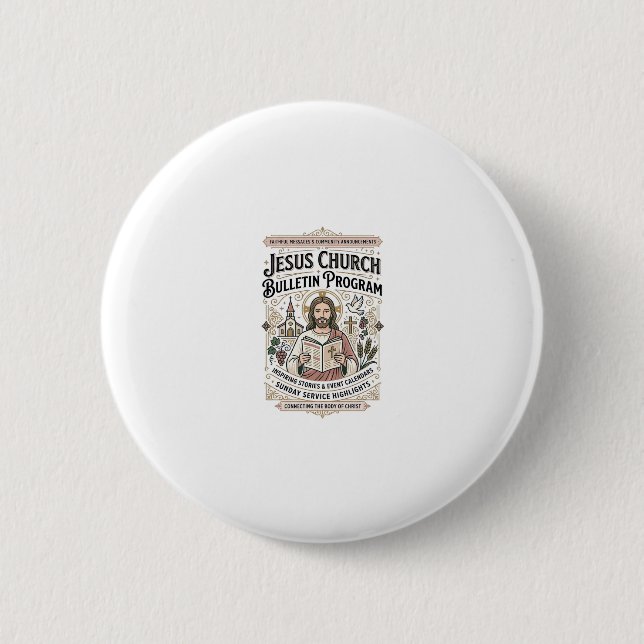 Jesus Church Bulletin Program Jesus Church Bulleti Button (Front)