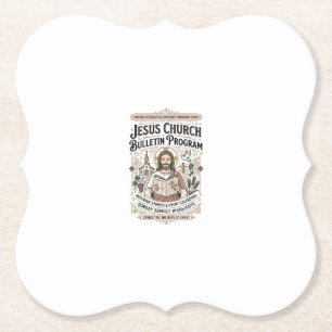 Jesus Church Bulletin Program Jesus Church Bulleti Paper Coaster