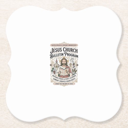 Jesus Church Bulletin Program Jesus Church Bulleti Paper Coaster