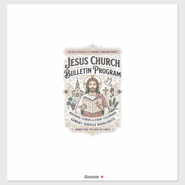 Jesus Church Bulletin Program Jesus Church Bulleti Sticker (Sheet)