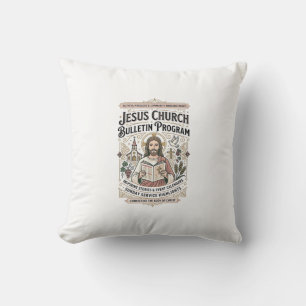 Jesus Church Bulletin Program Jesus Church Bulleti Throw Pillow