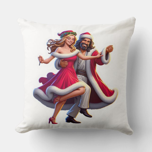 Jesus Claus Throw Pillow! He's ready to celebrate Throw Pillow (Front)