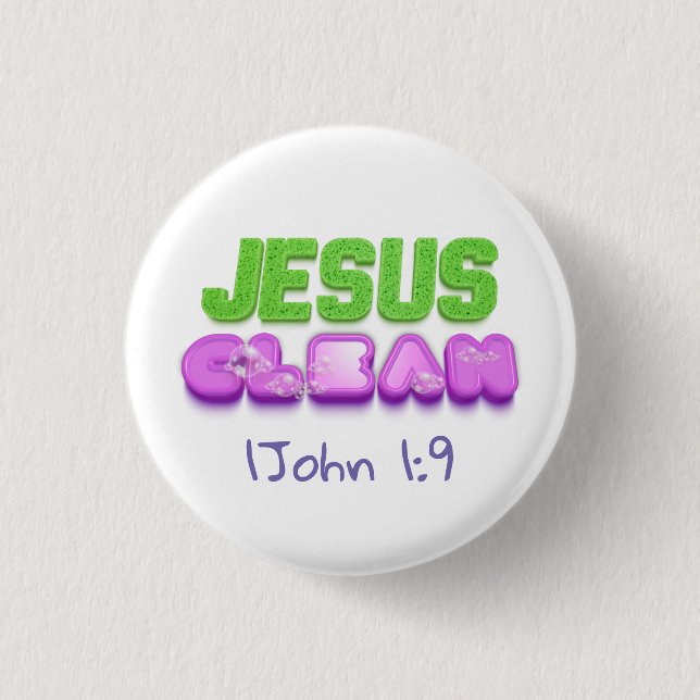 Jesus Clean forgiven cute christian design Button (Front)