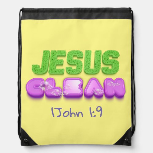 Jesus Clean forgiven cute christian design Drawstring Bag
