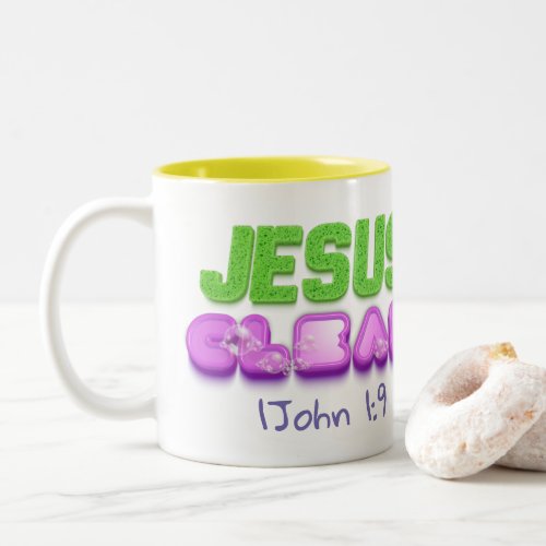 Jesus Clean forgiven cute christian design Two_Tone Coffee Mug