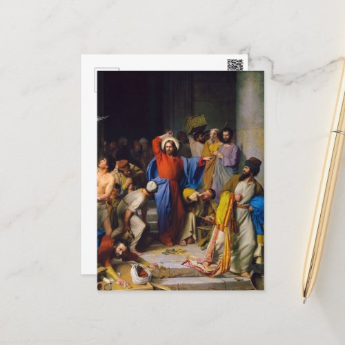 Jesus Cleansing the Temple by Carl Bloch Holiday Postcard