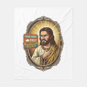 Jesus Cloud Storage Full Warning Paywall Tech Humo Fleece Blanket
