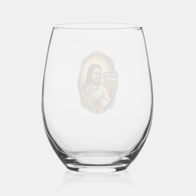 Jesus Cloud Storage Full Warning Paywall Tech Humo Stemless Wine Glass (Front)