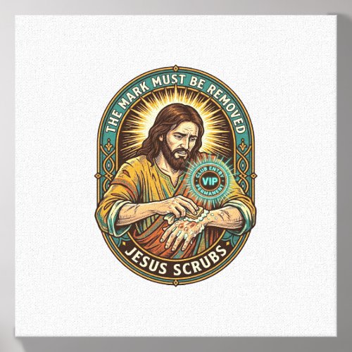 Jesus Club Hand Stamp Wont Wash Off Morning Humor_ Canvas Photo Tile