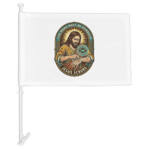 Jesus Club Hand Stamp Wont Wash Off Morning Humor_ Car Flag
