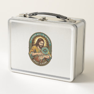 Jesus Club Hand Stamp Wont Wash Off Morning Humor_ Metal Lunch Box