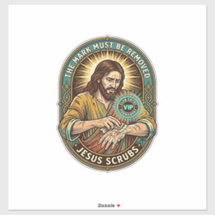 Jesus Club Hand Stamp Wont Wash Off Morning Humor_ Sticker