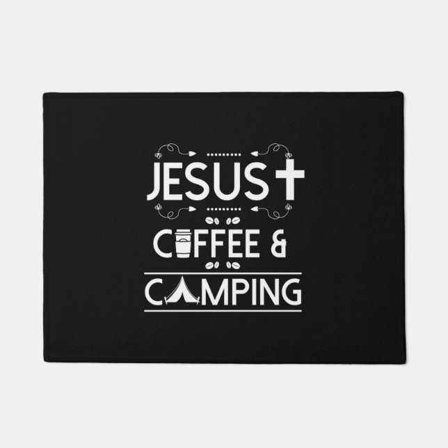 Jesus Coffee And Camping Doormat (Front)