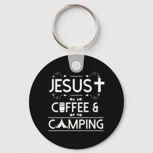 Jesus Coffee And Camping Keychain