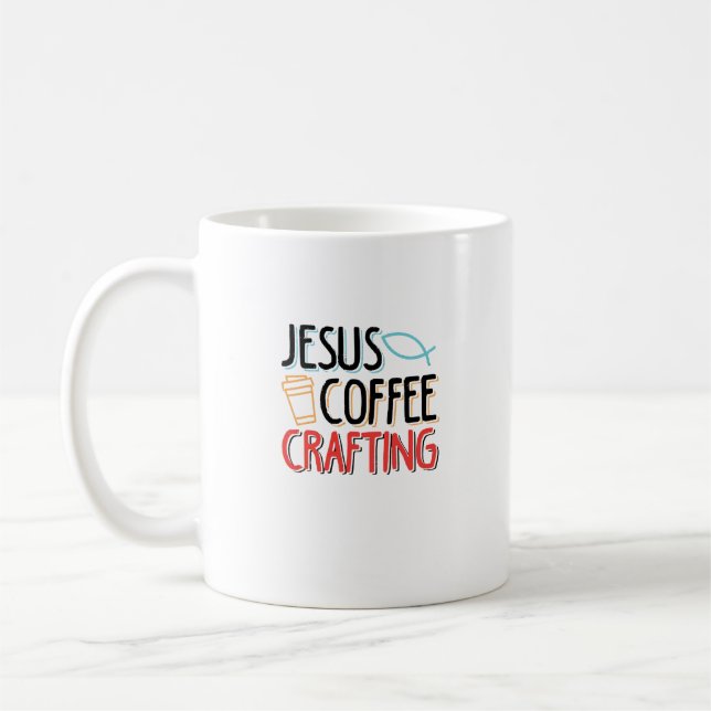 Jesus Coffee Crafting Funny Christian Design for C Mug (Left)