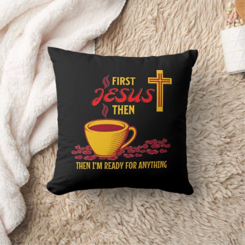 Jesus Coffee Lover Throw Pillow